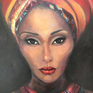 African woman with turban, painted by Melika Monjazi