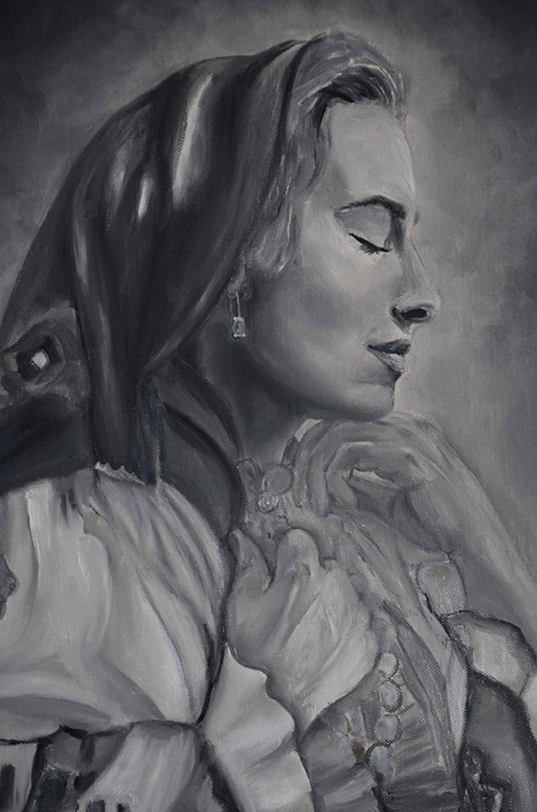 Portrait painting of Silvia Floarea Toth by Melika Monjazi